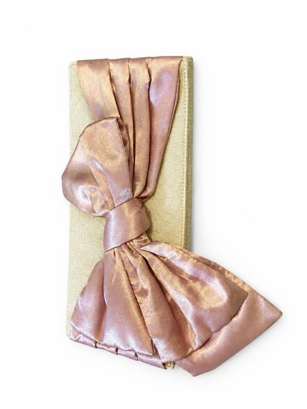 Satin Bow Accent Clutch - Mauve Pink